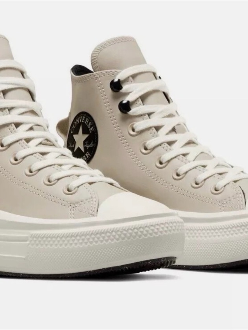 Converse High Top Sneakers in Light Beige and White